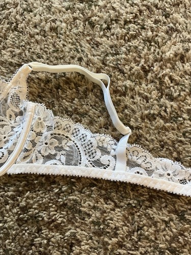 Vintage Victoria Secret Bra 36C Gold Label White Lace Unlined Unpadded Underwire - Picture 9 of 11