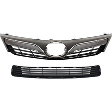 Grille Assembly For 2012-2014 Toyota Camry Lexle Plastic Painted Black 2pc