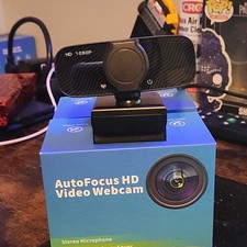 AutoFocus HD 1080p USB Webcam Built-in Microphone Privacy Cover Black