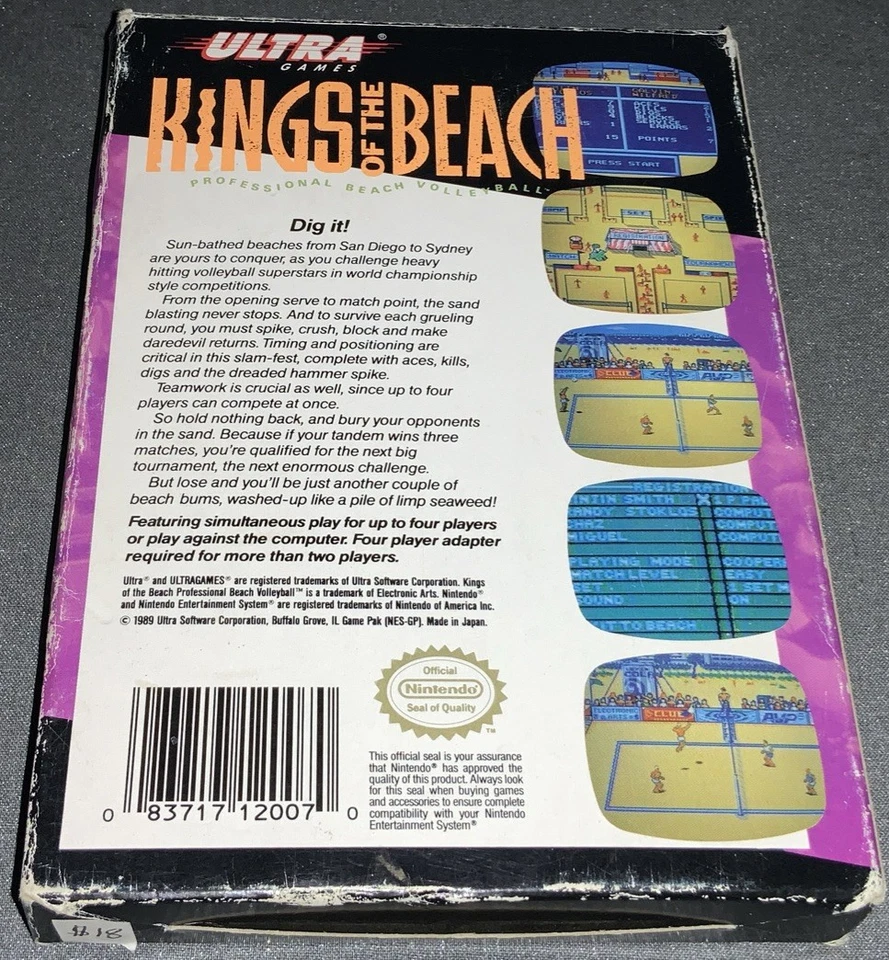 Kings Of The Beach NES ~ (cib) ~  manual / Insert ~ UNTESTED ~ #324 - Image 4 of 4
