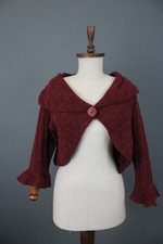 Aventures des Toiles Bordeaux Wool Knit Ruffle Sleeve Bolero Cardigan Size 42