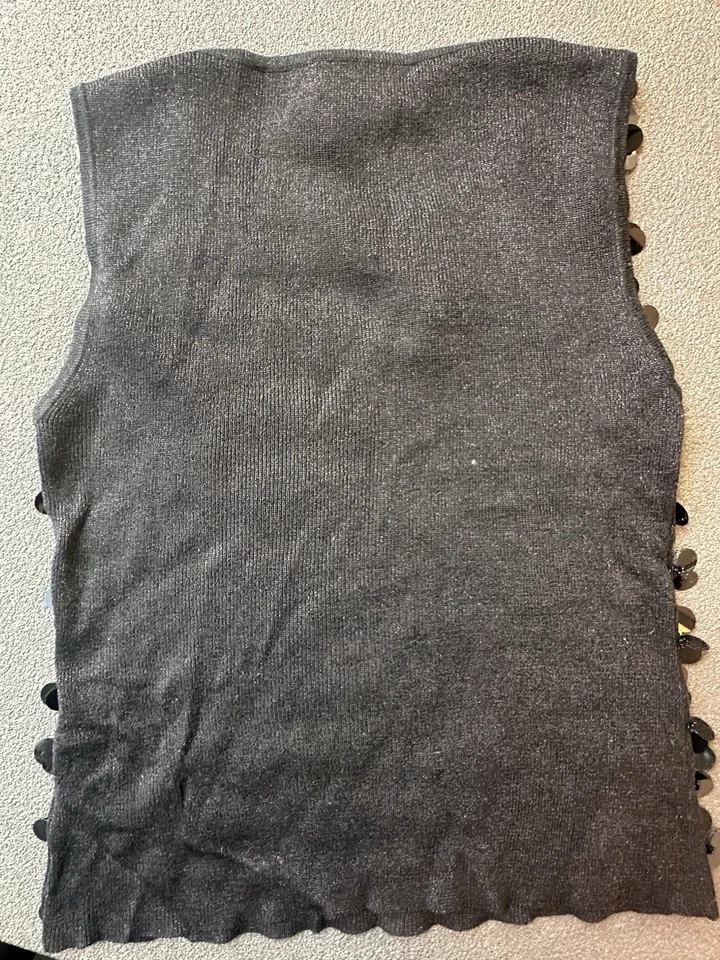 Joseph A. Camiseta sin mangas con lentejuelas de seda negra M fiesta vintage 90 Bling Glam Y2K elegante rara Foto 4 de 4