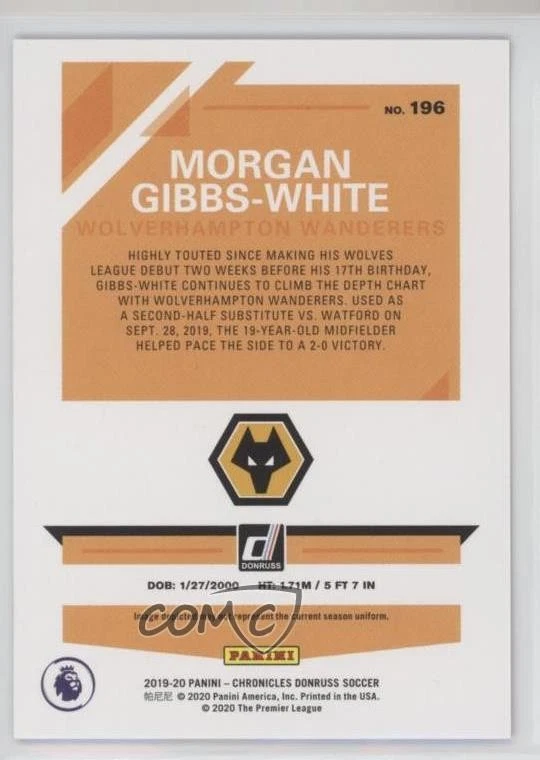 2019-20 Panini Chronicles Press Proof Red Laser /99 Morgan Gibbs-White Rookie RC - Image 2 of 2