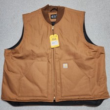 Carhartt Vest New 0V0001-M Brown Canvas Diamond Quilt Lining Mens 4XL 106676-BRN