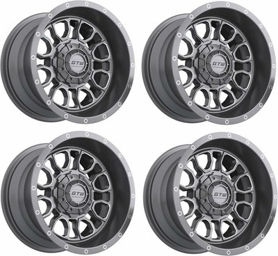 GTW Volt 12 inch Gunmetal Gray Aluminum Golf Cart Wheel | 3:4 Offset | Set of 4