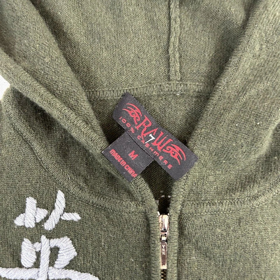 Chaqueta Suéter De Colección RAW 7 Para Mujer Cachemira Con Capucha Talla M Verde Dragón Cremallera Foto 3 de 4