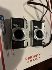 Vintage Lot of 2 Honeywell Pentax Cameras Spotmatic Silver + Black Made In Japan