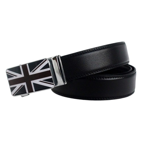 Mens Ratchet Leather Belt Union Jack British Flag Automatic Buckle Q53 - Picture 34 of 52