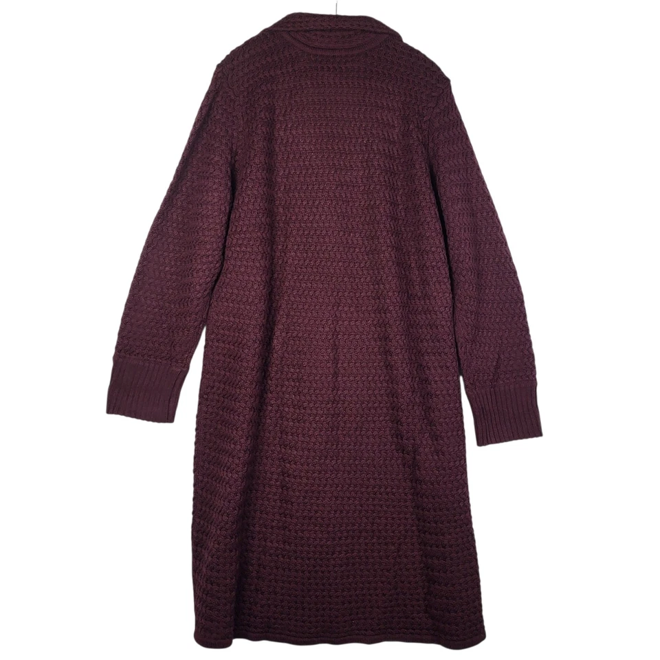 Dialogue QVC Long Lines Cardigan Sweater Coat Women's XL Wine Merino Wool NWT - Image 2 of 4