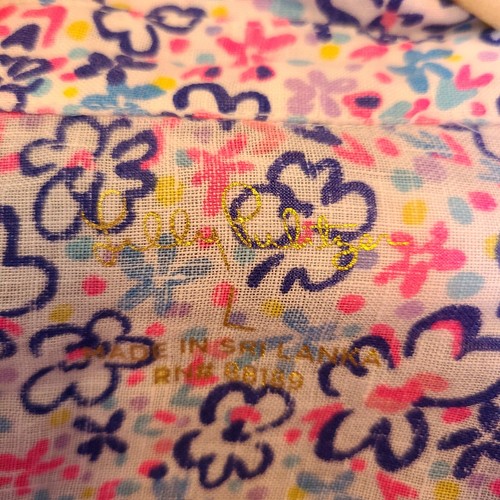 Lilly Pulitzer Sea View Linon Button Down Top Shirt Fun Sun Repeat Ditzy Sz L - Picture 5 of 7