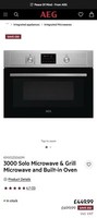 AEG 3000 Series Built-In 1000W Microwave with Grill - Stainless Steel KMX525060M