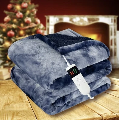 TUFFEN New ListingElectric Heated Throw Blanket- 1-8 HRS AutoOff- Washable- 50"x60"- Tie Dye Blue