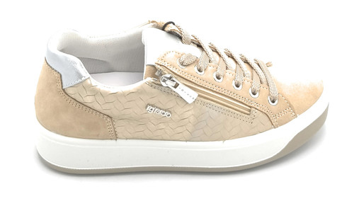 Igi e Co 7656522 sneaker lacci camoscio daino laminato platino cerniera lat. C - Imagen 1 de 4