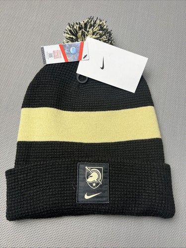 Ejército Negro Caballeros NCAA Nike On Field Lateral Pom Gorro Adulto Negro NUEVO - Imagen 1 de 6