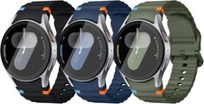 3 Pack Sport Band Compatible for Galaxy Watch 7 6 5 4 FE, Black/Blue/Green