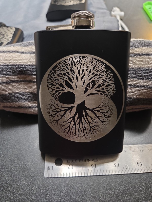 8 oz Hip Flask - Stainless Tree