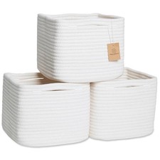 Storage Cubes 9 x9 x7 Cotton Rope Woven Baskets for Organizing 3 Off White