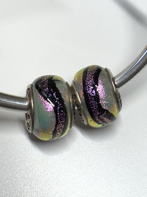 Reflexionsperlen QG Metallic Rosa Lila Schwarz passt auf Trollbeads Armband