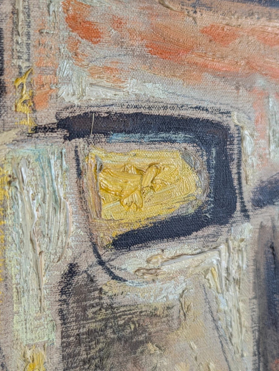 Cubist Expressionist Portrait Oil Painting by Calvo Carrión 1970s