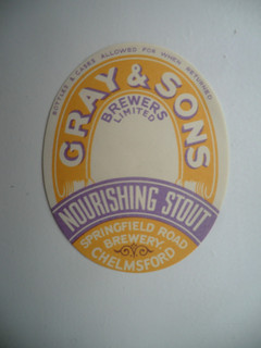 GREY CHELMSFORD NOURISHING STOUT BREWERY BEER BOTTLE LABEL