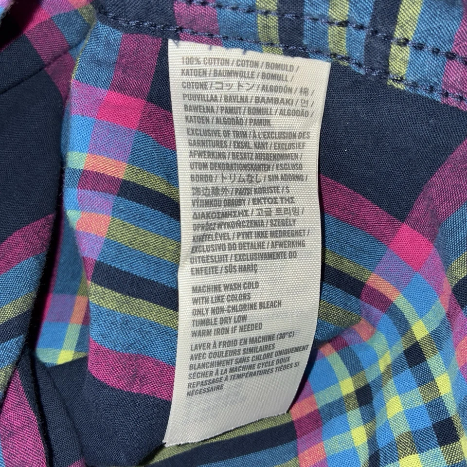 Camisa top grande con botones a cuadros vaquera funda vaquera para niñas Foto 4 de 4