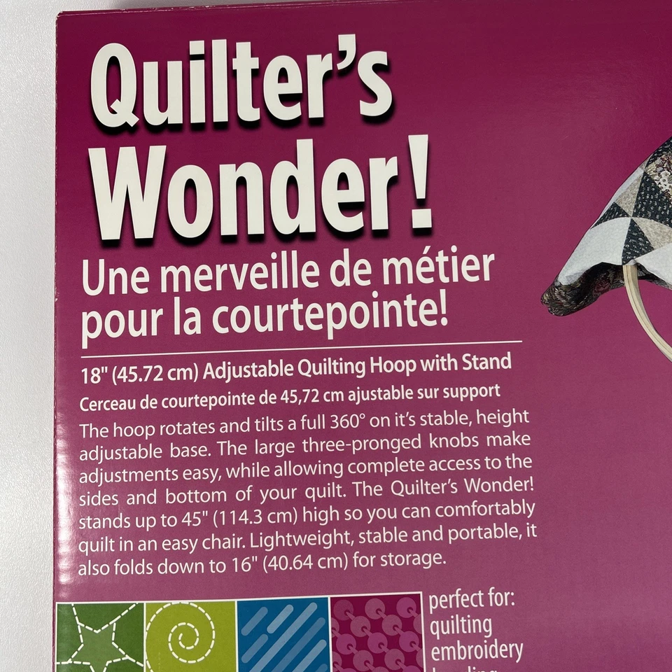 Quilters Wonder 18" Adjustable Rotating Quilting Hoop w/ Stand Edmunds - Image 2 of 4