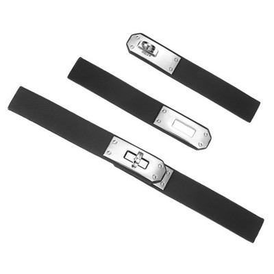 2Pcs Leather Snap Buckle Lock, 8.3'' Sew on Toggle Closure, Black/Silver