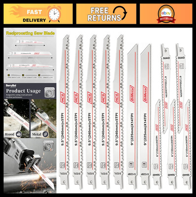 12-Piece BiMetal & HCS Reciprocating Saw Blade Set for Wood & Metal Cutting, Sto