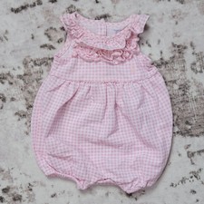 Baby Girls Polo Ralph Lauren Pink Gingham Romper. Size 3Months
