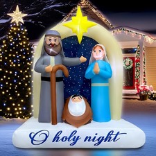 6ft Christmas Inflatables Nativity Scene Outdoor Decorations Built-in LED Lig...