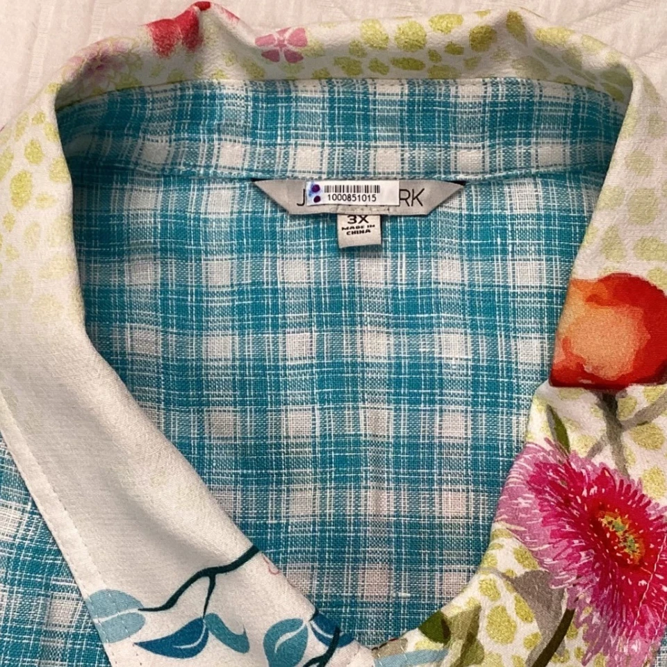 Blusa Boho John Mark 3X Bordada Guinga Floral Manga 3/4 Foto 3 de 4