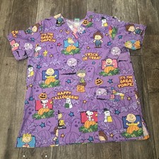 Peanuts Snoopy And Friends Halloween Scrubs Top Sz M Shirt Medical Nurse