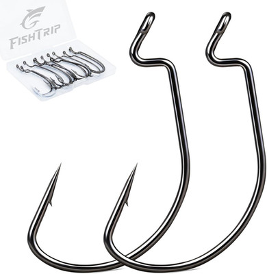 50/100/120pcs EWG Fishing Hooks Offset Worm Hook High Carbon Steel for Bass