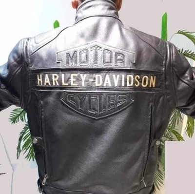 Herren Harley Davidson Classic Cruiser Jacke schwarz Motorrad Lederjacke