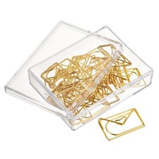 20pcs Paper Clips Envelope Shape with Box Gold Tone for Office Home