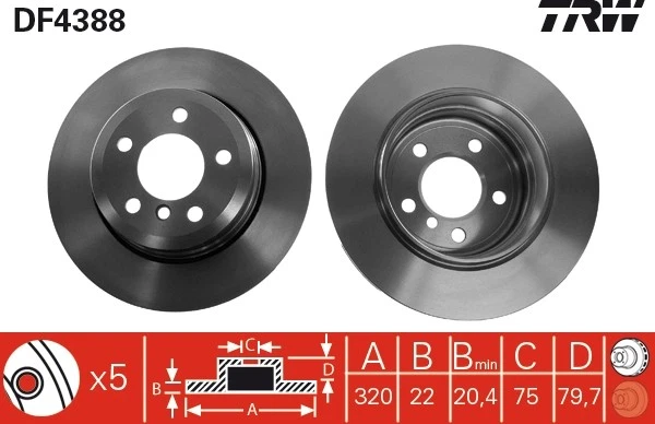 2x BRAKE DISC DF4388 FOR BMW X3/SAV/E83 N47D20C/A N46B20B M47D20 2.0L 4cyl 2.5L - Image 2 of 4