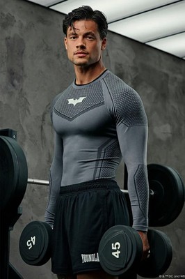 Young LA YoungLA 8004 Batman Compression Longsleeve Dark Grey | S | Neu OVP