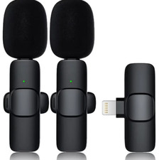 Wireless Lavalier Microphone for iPhone Lightning Clip On Mini Mic for Video