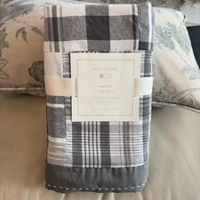 NEW Pottery Barn Baby Madras Crib Skirt Drop: 100 Cotton - Gray/White