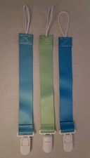Baby Pacifier Clips / Holder 3, Boy Colors, 10 1/2 Inches B-3-21
