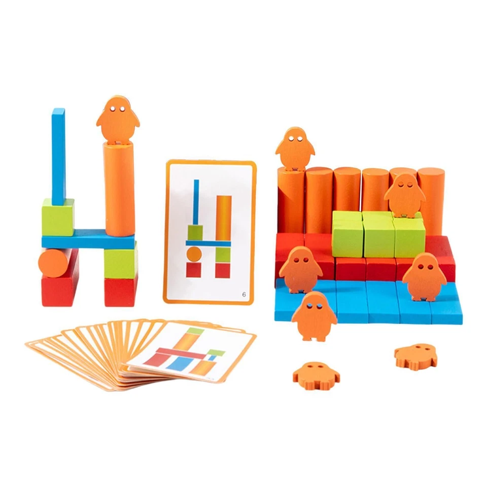 Wooden Building Blocks Set Stacking Blocks Build Create Stack Color Shape for - Image 3 of 4