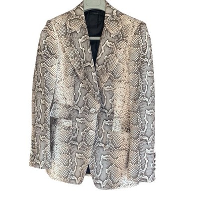 TOM FORD Snake Print Cotton Blend Twill Blazer Jacket, Size IT 36