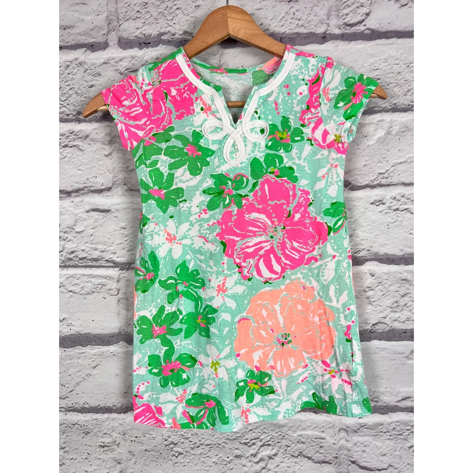 LILLY PULITZER Girls S (4-5) Floral Hibiscus Tropical Beach Resort Preppy Dress - Image 2 of 4