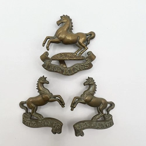 Genuine WW1 The Kings Liverpool Regiment Officer Bronze Cap & Collar Badges J&Co