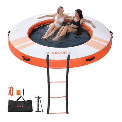 VEVOR Inflatable Floating Dock 8 FT with Portable Bag & Detachable Ladder Orange