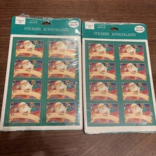 Hallmark Ambassador Acid-Free Vintage Christmas Tag Sticker Sheet 90s Santa NEW
