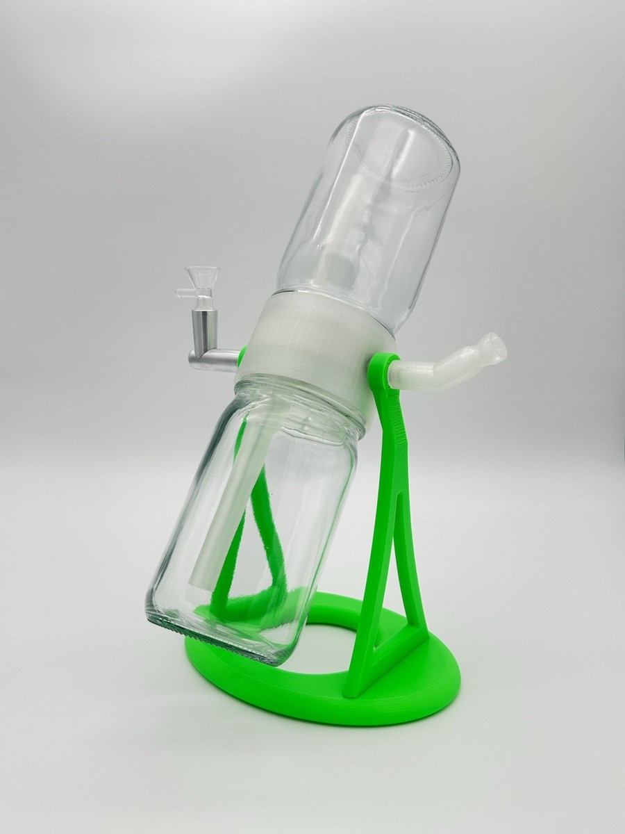 360 Rotating Gravity Bong/Hookah Water Pipe. Neon Lime Green/Clear