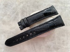 20mm/16mm Black Ostrich Leather Padded Watch Strap Band