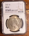 1923 MS 62 Silver Peace Dollar