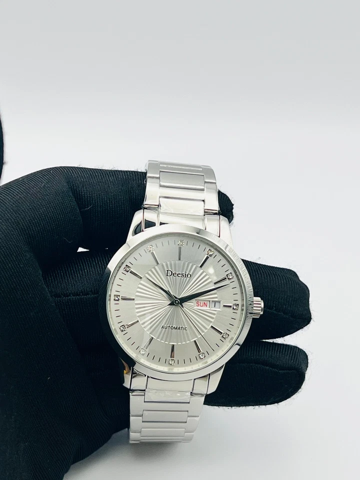 BLACK FRIDAY Orologio meccanico automatico 40 zaffiro 50MT data bianco brillanti - Immagine 4 di 4